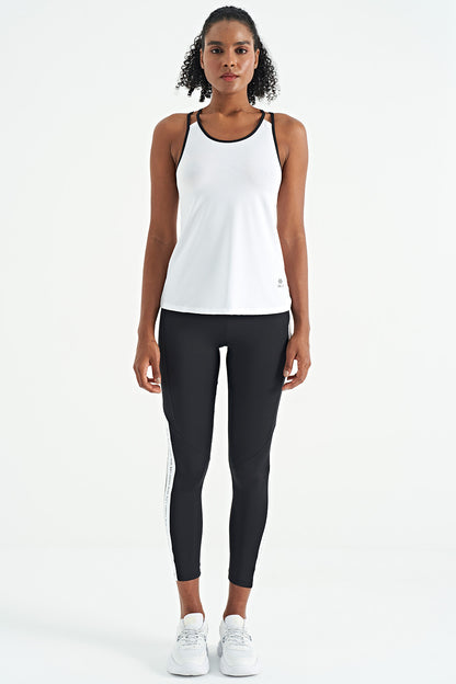 White Double Strap Back Detailed Standard Cut Women's Sports Singlet - 97258