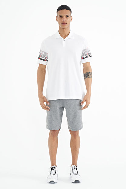 White Cuff Detailed Polo Collar Standard Fit Men's T-shirt - 88240