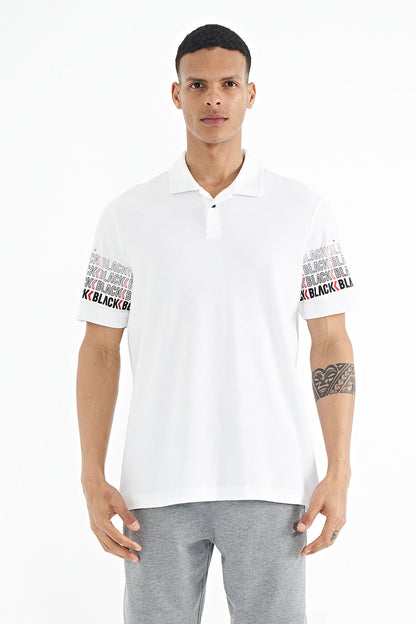 White Cuff Detailed Polo Collar Standard Fit Men's T-shirt - 88240