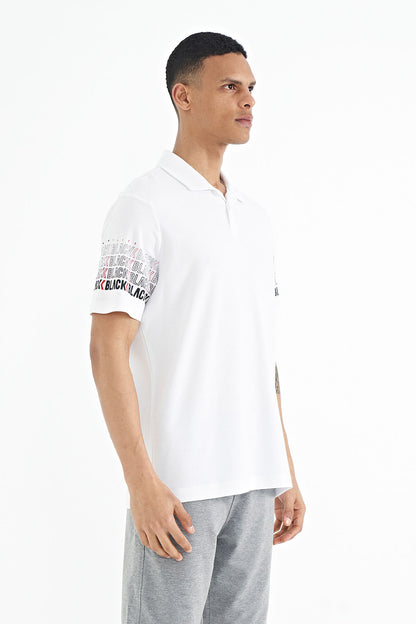 White Cuff Detailed Polo Collar Standard Fit Men's T-shirt - 88240