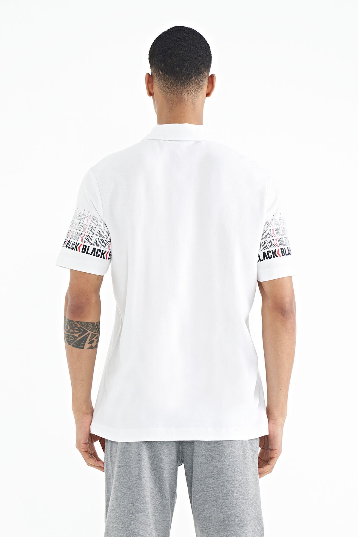 White Cuff Detailed Polo Collar Standard Fit Men's T-shirt - 88240