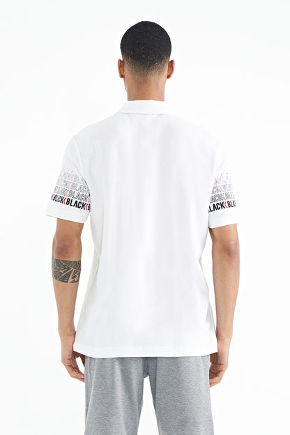 White Cuff Detailed Polo Collar Standard Fit Men's T-shirt - 88240
