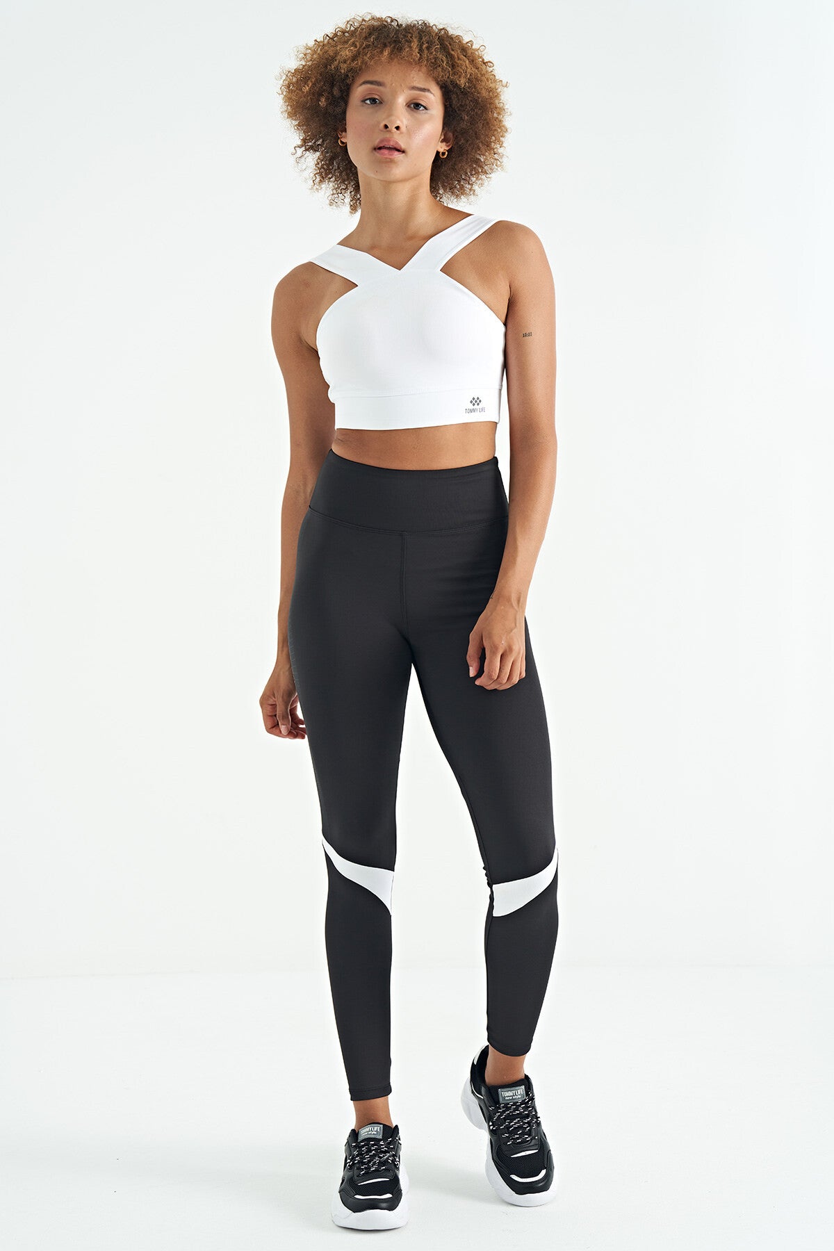 White Logo Printed Narrow Cut Scuba Fabric Women's Bustier - 97259