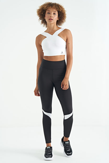 White Logo Printed Narrow Cut Scuba Fabric Women's Bustier - 97259