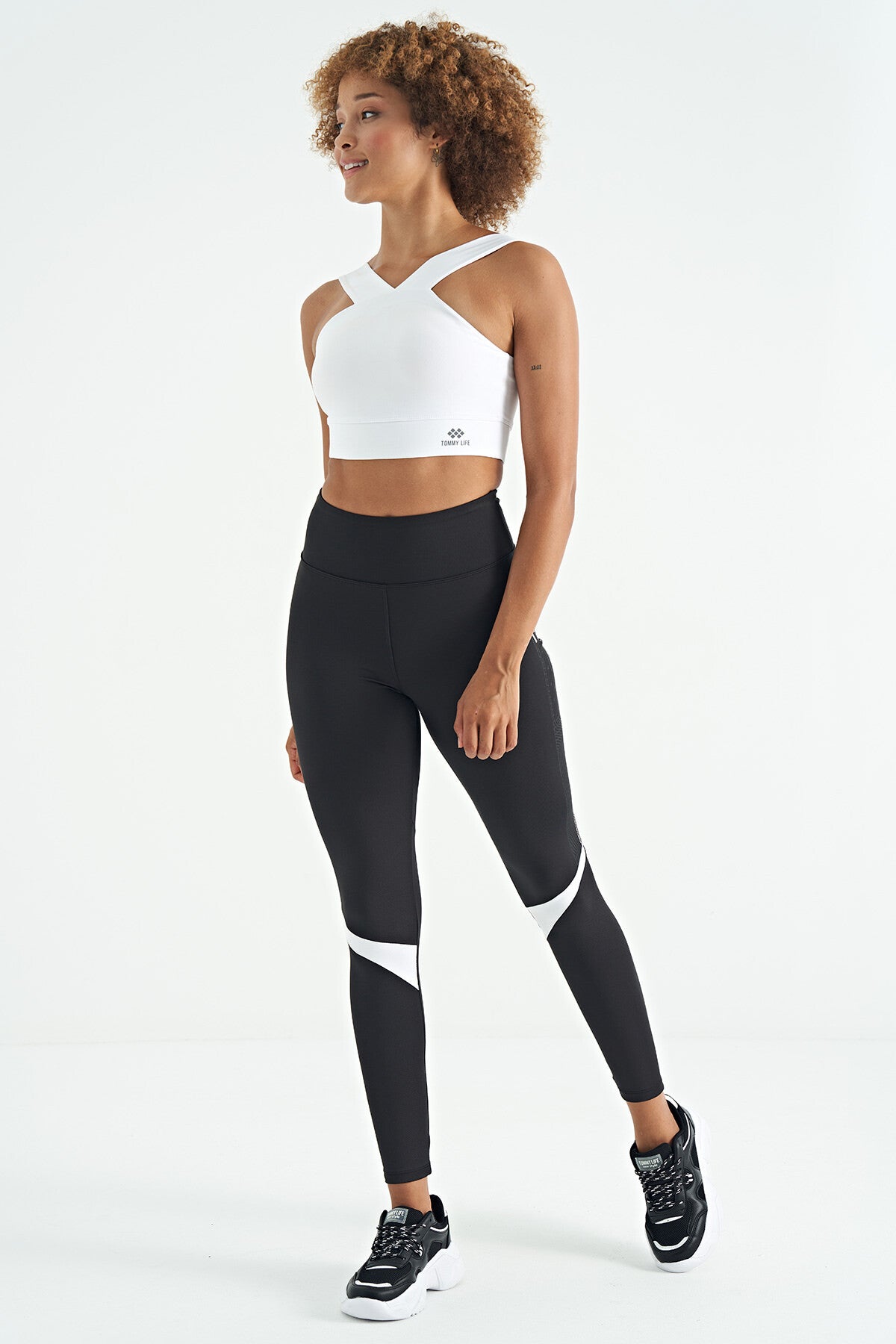 White Logo Printed Narrow Cut Scuba Fabric Women's Bustier - 97259
