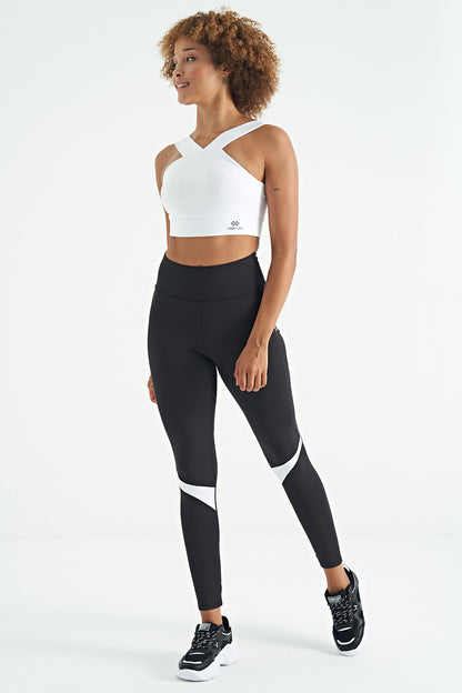 White Logo Printed Narrow Cut Scuba Fabric Women's Bustier - 97259