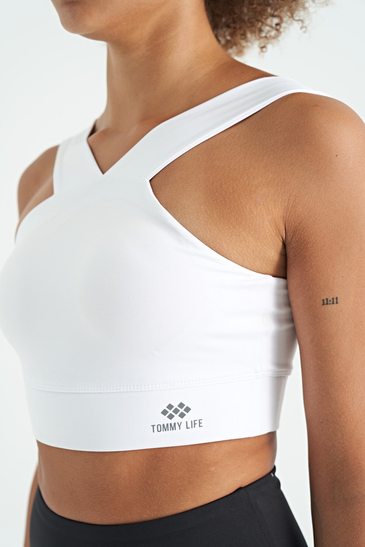 White Logo Printed Narrow Cut Scuba Fabric Women's Bustier - 97259