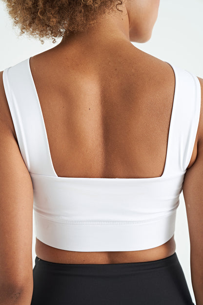 White Logo Printed Narrow Cut Scuba Fabric Women's Bustier - 97259