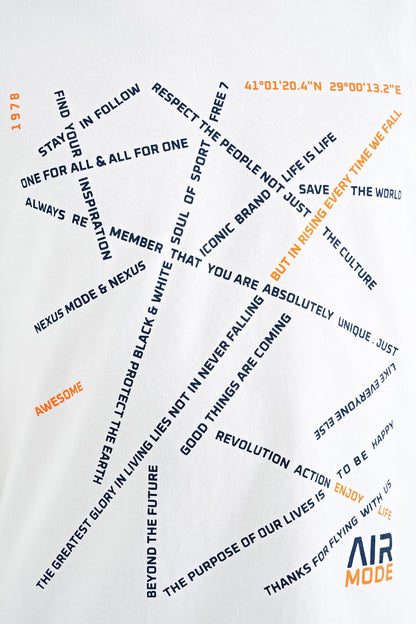 White Minimal Print Standard Fit O Collar Boys T-Shirt - 11132