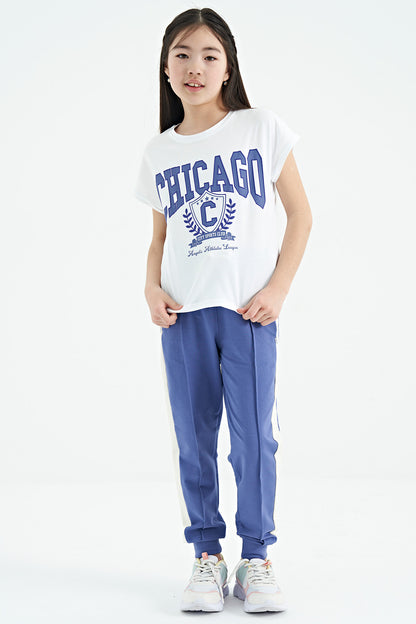 White O Collar Low Shoulder Comfort Fit Short Sleeve Girls T-Shirt - 75128