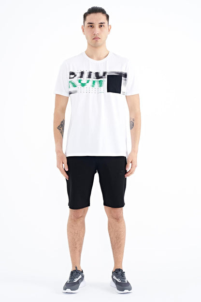 White Front Detailed Printed Standard Fit Men's T-shirt - 88200