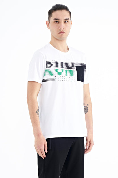 White Front Detailed Printed Standard Fit Men's T-shirt - 88200