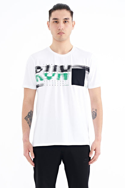 White Front Detailed Printed Standard Fit Men's T-shirt - 88200