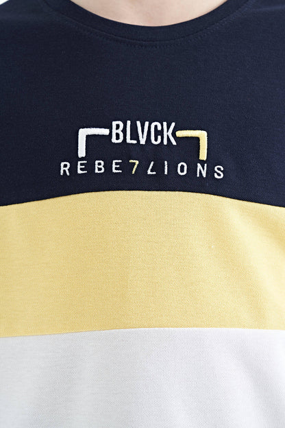 White Color Transition Embroidered Oversize Boys T-Shirt - 11159