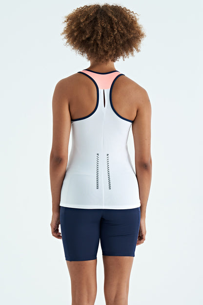 White Back Detailed Print Standard Cut Women's Singlet - 97269