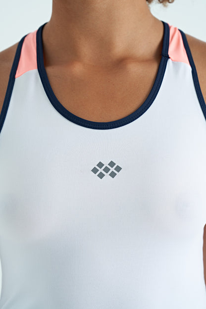 White Back Detailed Print Standard Cut Women's Singlet - 97269