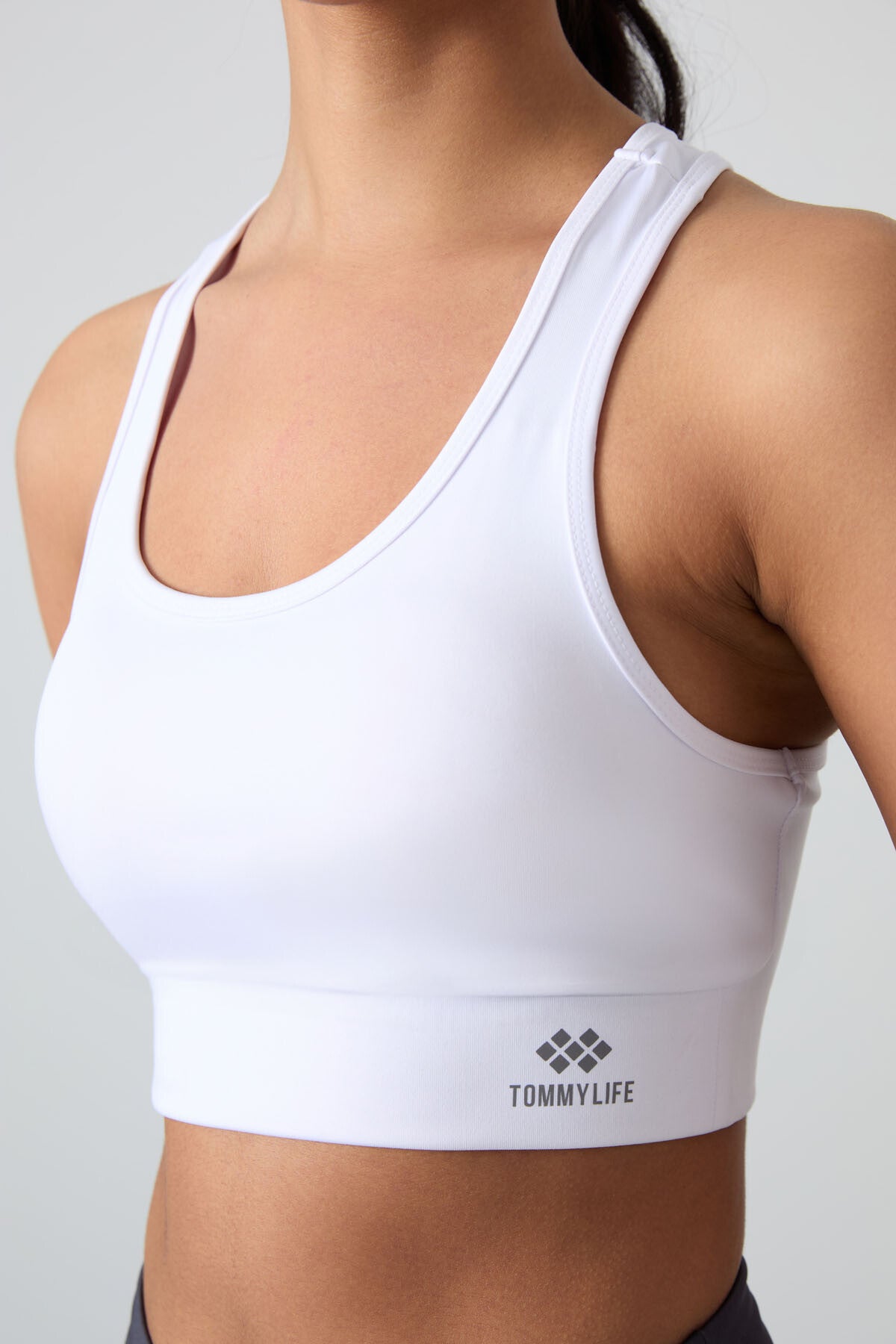 White Back Detailed Slim Fit U Neck Women's Sports Bustier - 97120