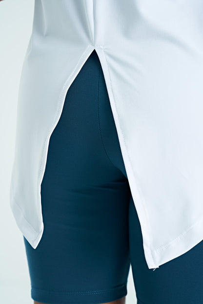 White Back Slit Detailed O Collar Short Sleeve Standard Fit Women's T-Shirt - 97267