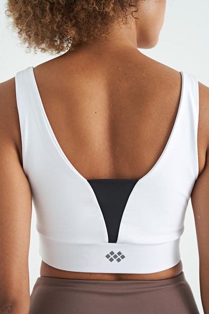 White Print Color Block Slim Fit Scuba Fabric Women's Bustier - 97271