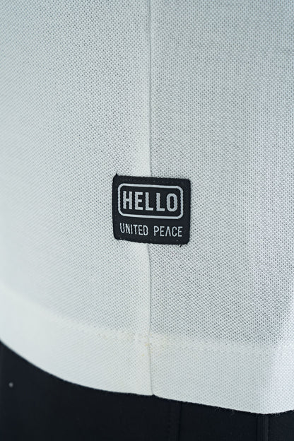 White Embroidered Print Detailed Standard Fit Polo Collar Men's T-Shirt - 88239