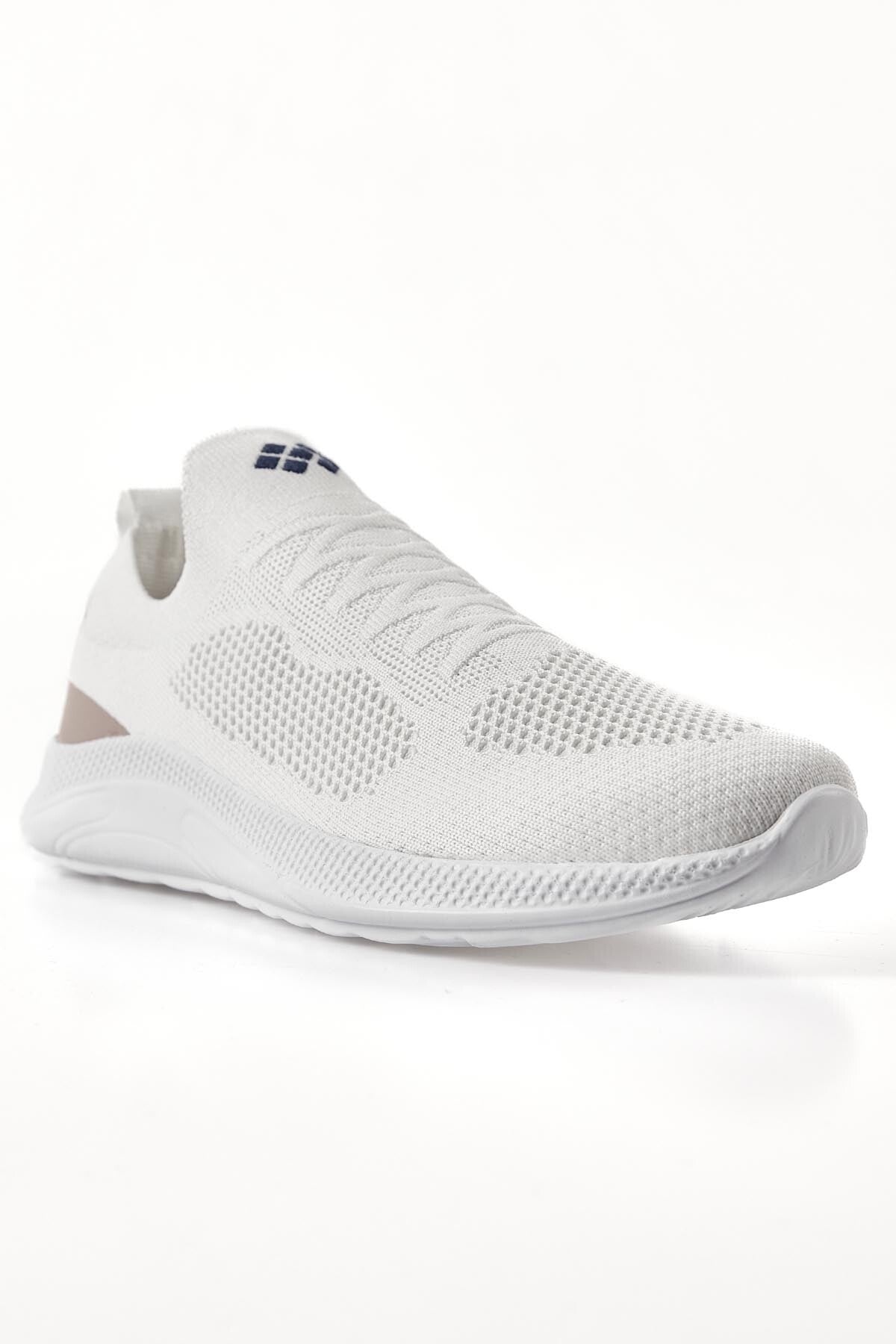 White High Sole Ribbed Slip-On Lightweight Flexible Men's Sports Shoes - 89120