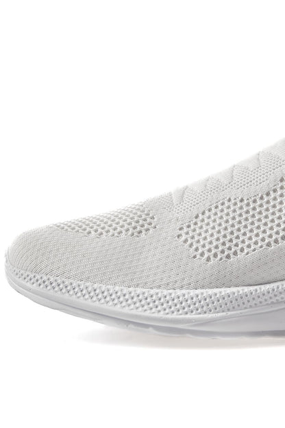 White High Sole Ribbed Slip-On Lightweight Flexible Men's Sports Shoes - 89120