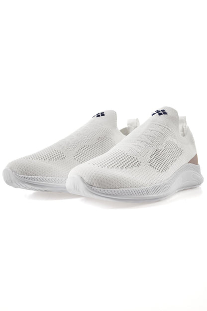 White High Sole Ribbed Slip-On Lightweight Flexible Men's Sports Shoes - 89120