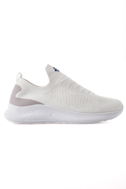 White High Sole Ribbed Slip-On Lightweight Flexible Men's Sports Shoes - 89120