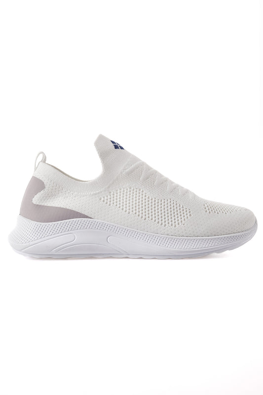 White High Sole Ribbed Slip-On Lightweight Flexible Men's Sports Shoes - 89120