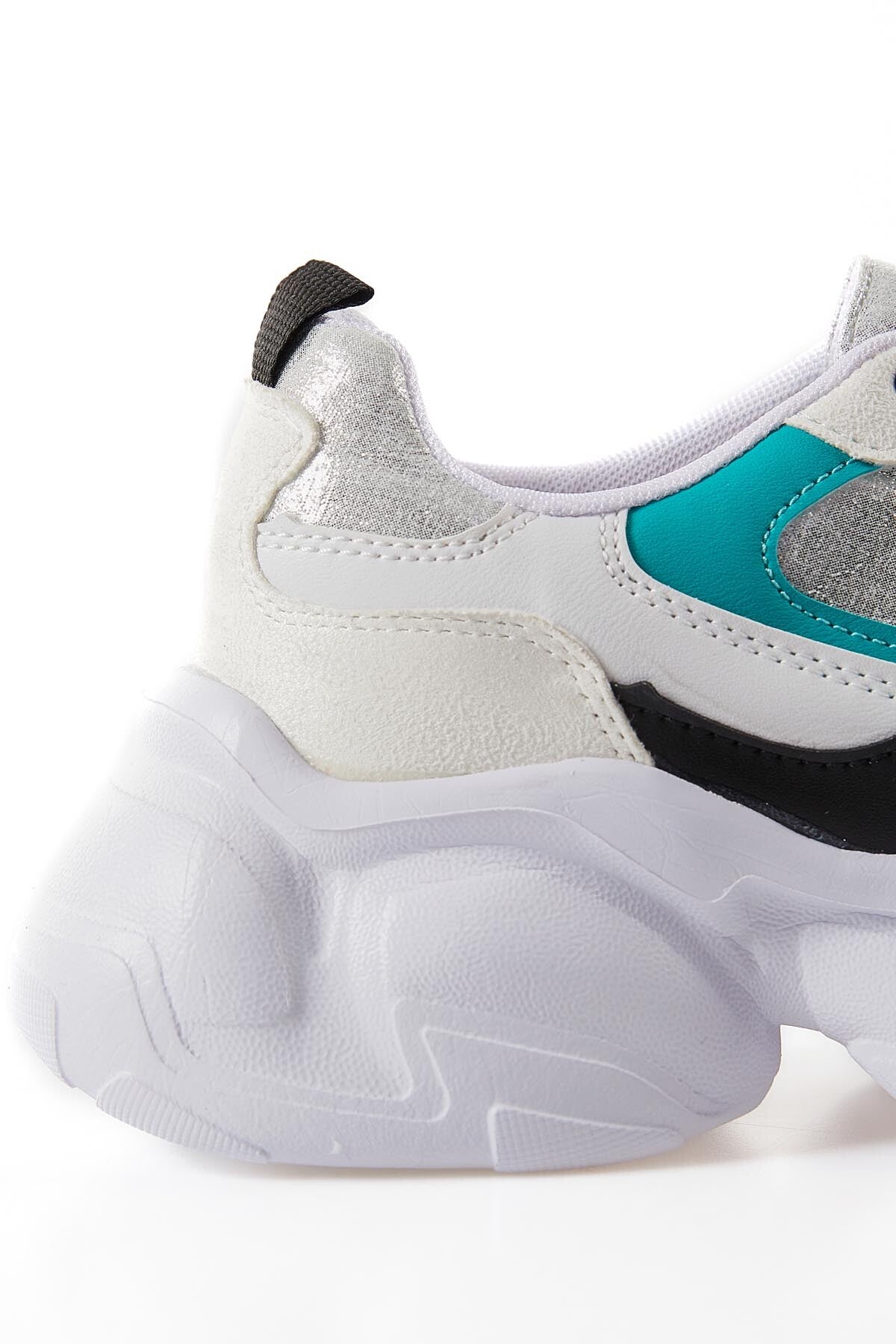 White High-Sole Laced Color Gradient PU Leather Women's Sneakers - 89206