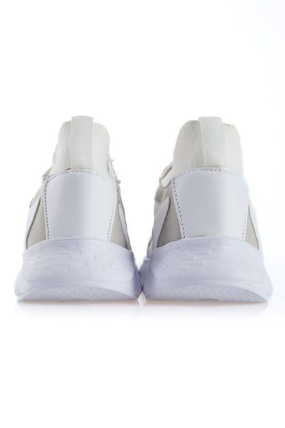 White High-Sole Mesh Detailed Laced Women's Sports Shoes - 89208