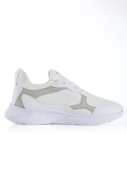 White High-Sole Mesh Detailed Laced Women's Sports Shoes - 89208
