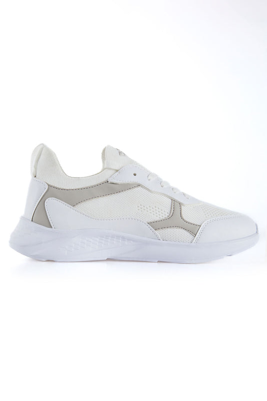 White High-Sole Mesh Detailed Laced Women's Sports Shoes - 89208