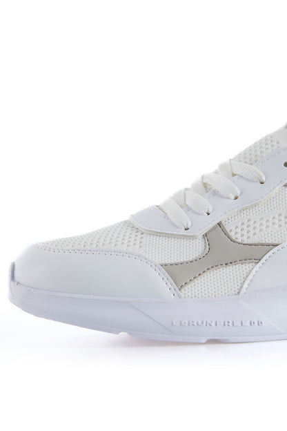 White High-Sole Mesh Detailed Laced Women's Sports Shoes - 89208