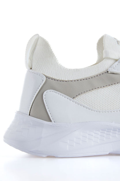 White High-Sole Mesh Detailed Laced Women's Sports Shoes - 89208