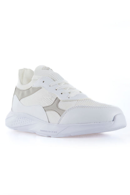 White High-Sole Mesh Detailed Laced Women's Sports Shoes - 89208