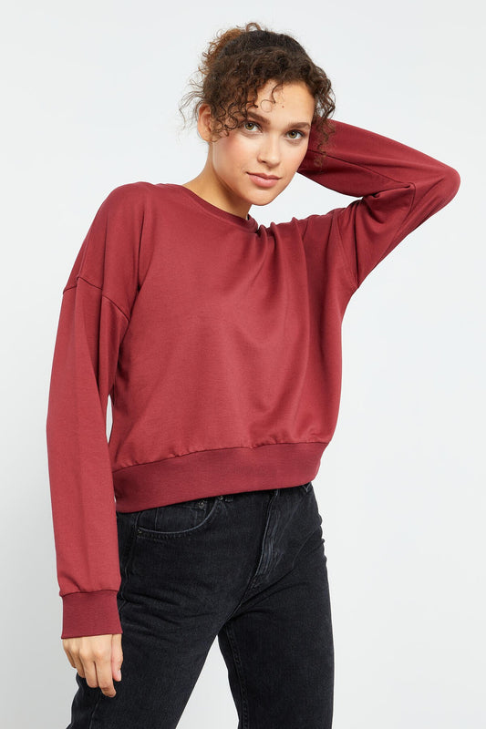 Bordo Basic Comfort Fit Round Neck Women's Sweatshirt - 97114