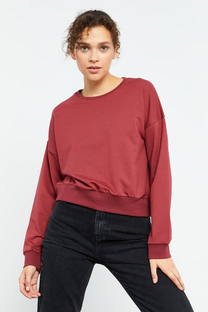 Bordo Basic Comfort Fit Round Neck Women's Sweatshirt - 97114
