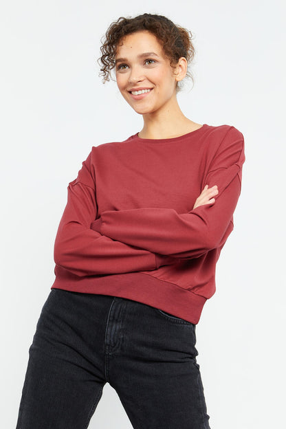 Bordo Basic Comfort Fit Round Neck Women's Sweatshirt - 97114