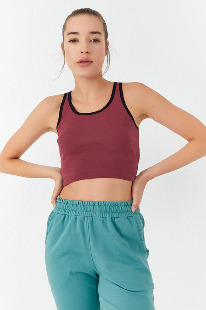 Basic Zero Sleeve Tight Fit U Collar Women's Crop Top Singlet - 97162