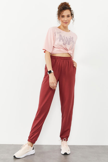 High Waist Comfortable Form Elastic Cuff Women's Tracksuit Bottom - 94583