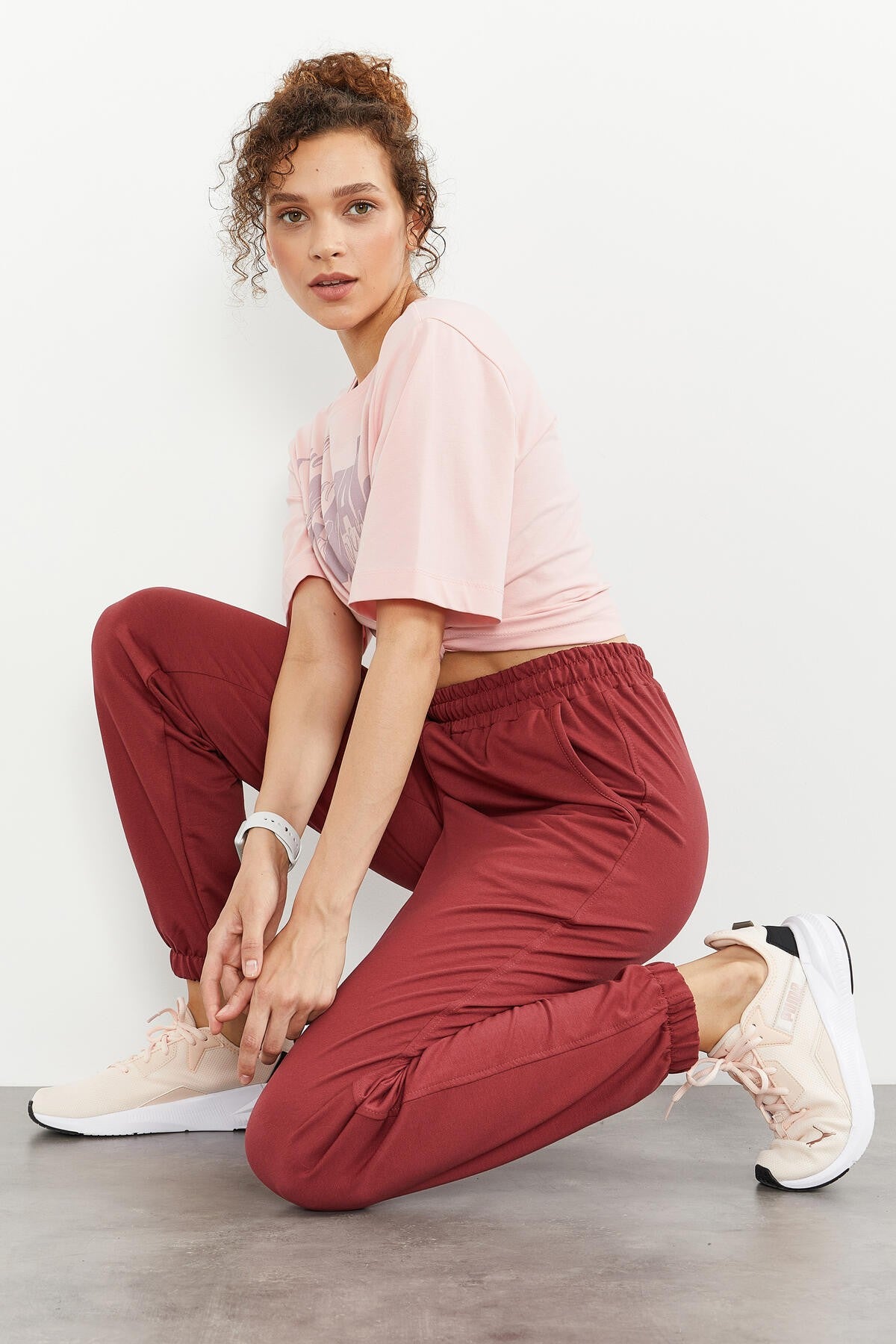 High Waist Comfortable Form Elastic Cuff Women's Tracksuit Bottom - 94583