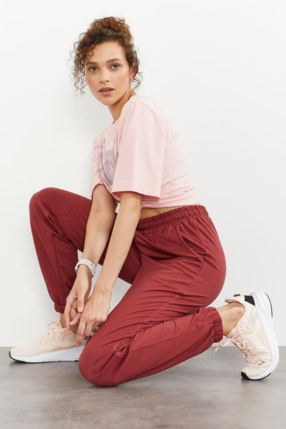 High Waist Comfortable Form Elastic Cuff Women's Tracksuit Bottom - 94583
