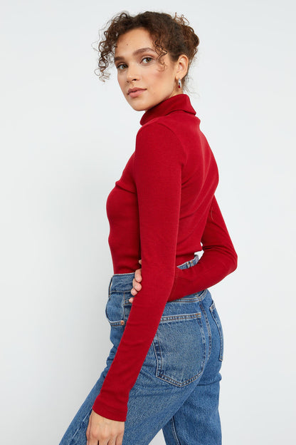Boat Neck Knitted Fitted Cut Sailor Collar Women's Sweater - 97119