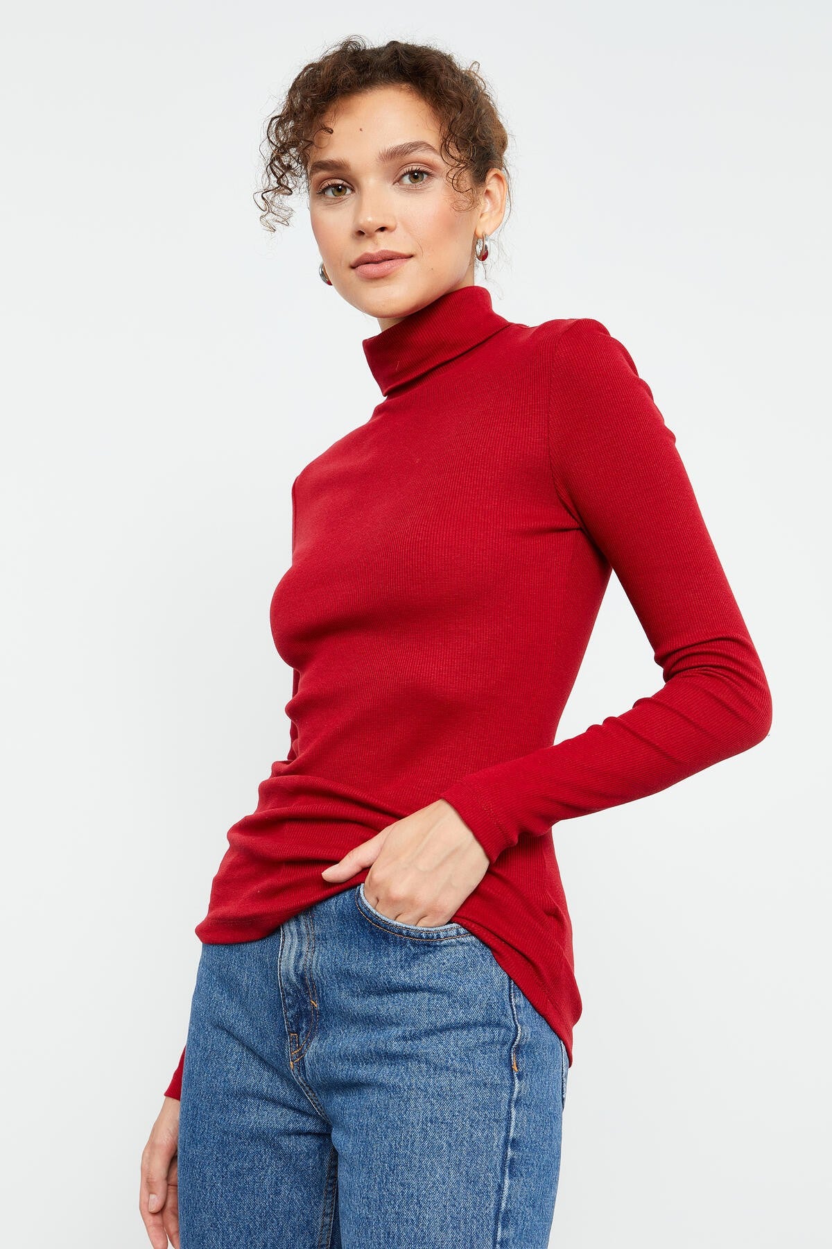Boat Neck Knitted Fitted Cut Sailor Collar Women's Sweater - 97119