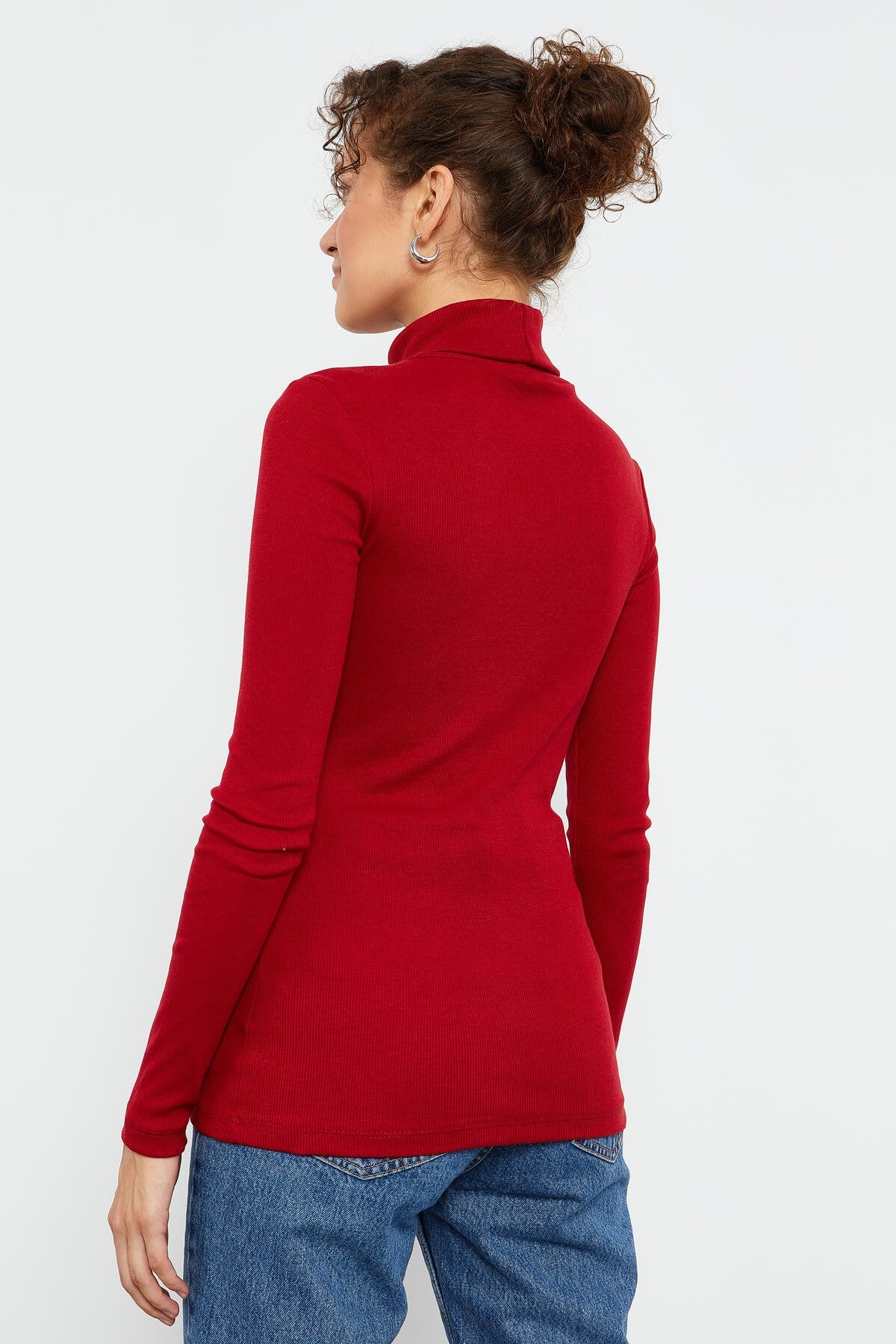 Boat Neck Knitted Fitted Cut Sailor Collar Women's Sweater - 97119