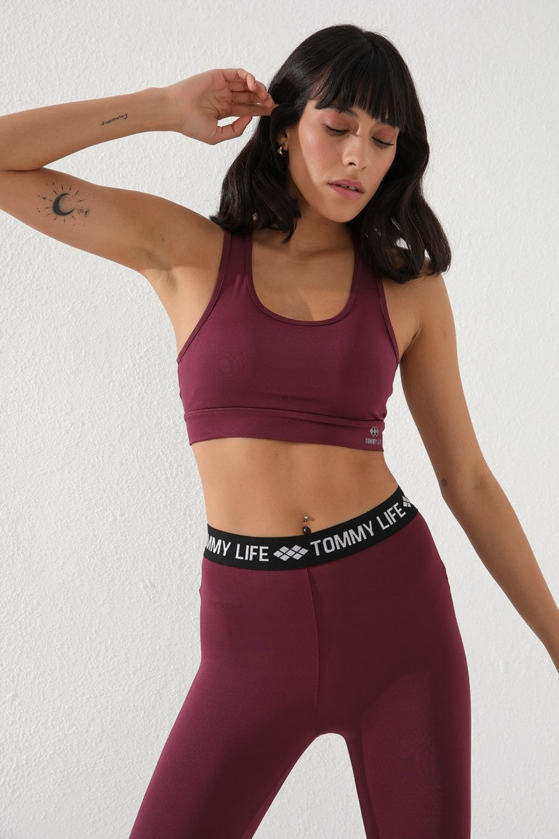 Detailed Narrow Fit U Collar Women's Sports Bustier - 97120