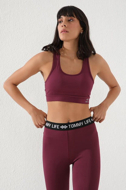 Detailed Narrow Fit U Collar Women's Sports Bustier - 97120