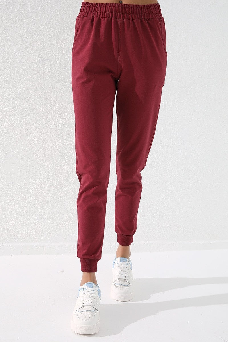 High Waist Jogger Comfort Fit Cuffed Women's Tracksuit Bottom - 94561