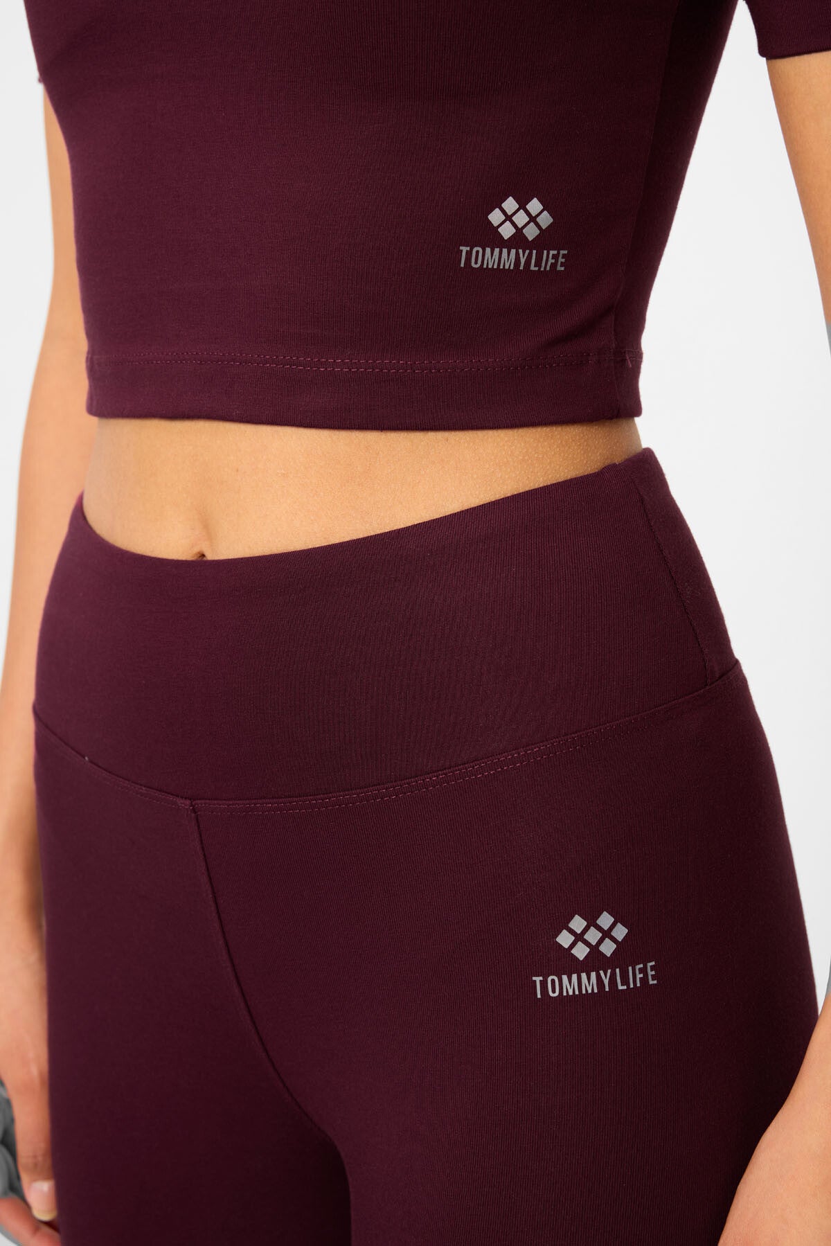 Bordo high waist capri crop t-shirt slim fit women tights set - 95285